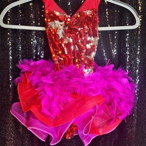 Weissman Red Sequin and Pink Feather Kids Costume